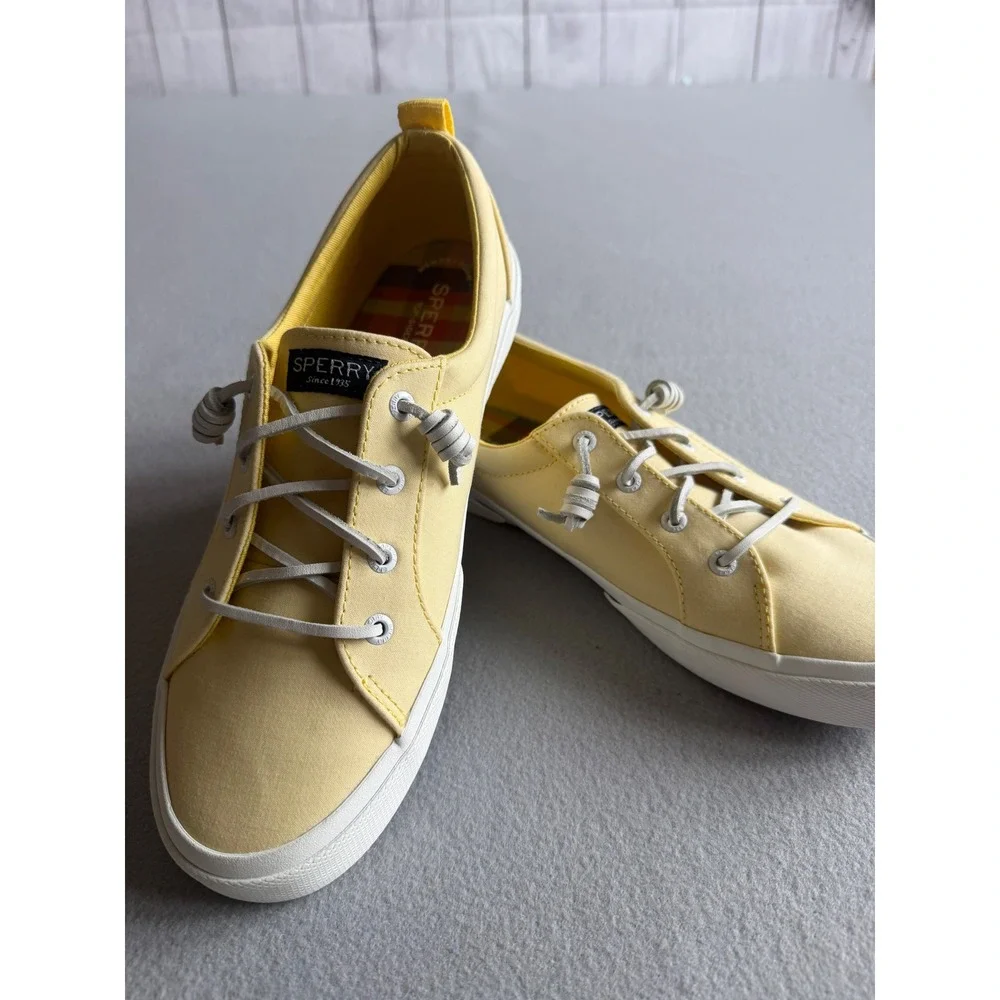 Sperry Crest Vibe Yellow Canvas Sneakers Womens 9.5 Low Top Shoes